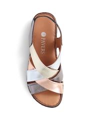 Pavers Brown Pavers Leather Cross Strap Sandals - Image 5 of 6