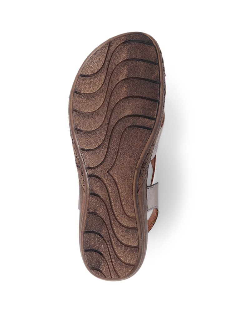 Pavers Brown Pavers Leather Cross Strap Sandals - Image 6 of 6