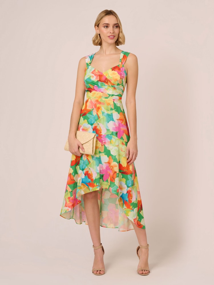 Robe Adrianna Papell multi-imprimée à ourlet asymétrique - Image 3 of 7