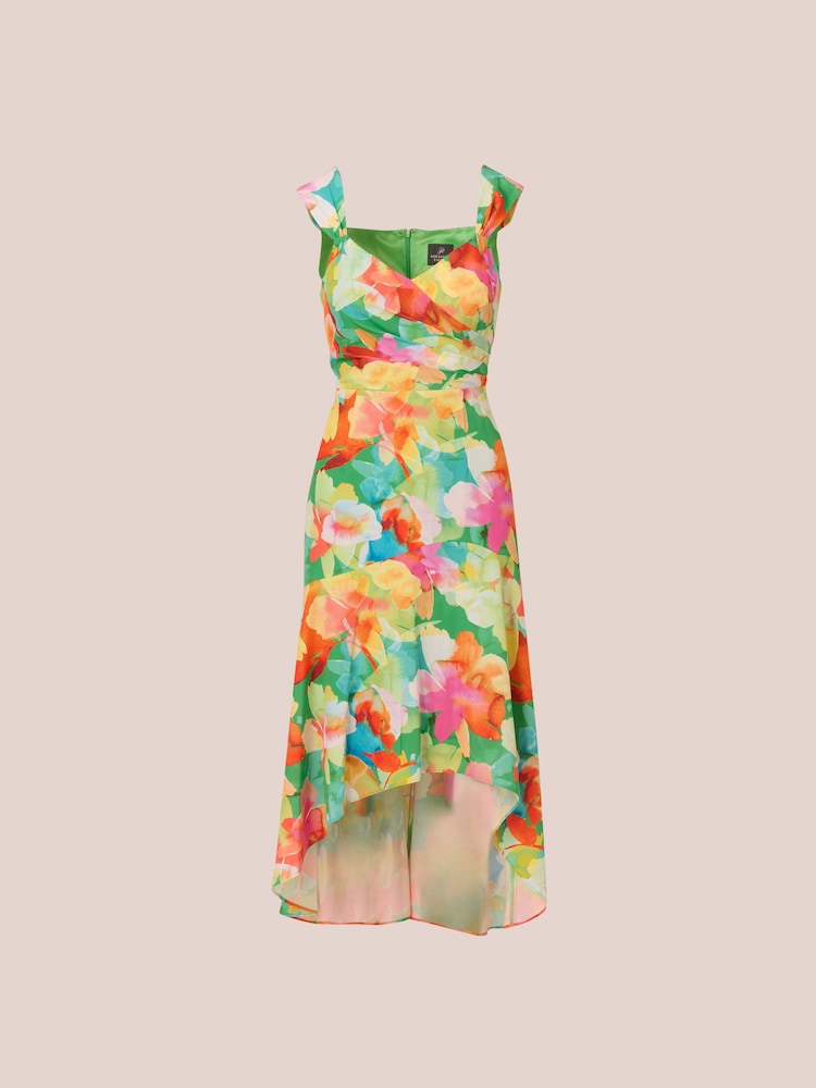 Robe Adrianna Papell multi-imprimée à ourlet asymétrique - Image 6 of 7