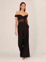 Adrianna Papell Knit Crepe Black Jumpsuit - Image 1 of 7
