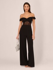 Adrianna Papell Knit Crepe Black Jumpsuit - Image 3 of 7