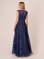 Adrianna Papell Blue Applique Organza Long Gown - Image 2 of 7