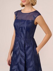 Adrianna Papell Blue Applique Organza Long Gown - Image 4 of 7