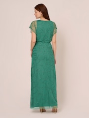 Adrianna Papell Green Beaded Blouson Long Dress - Image 2 of 7