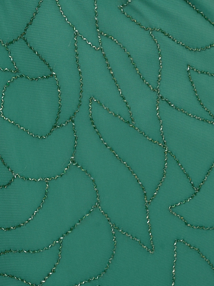 Adrianna Papell Green Beaded Blouson Long Dress - Image 7 of 7