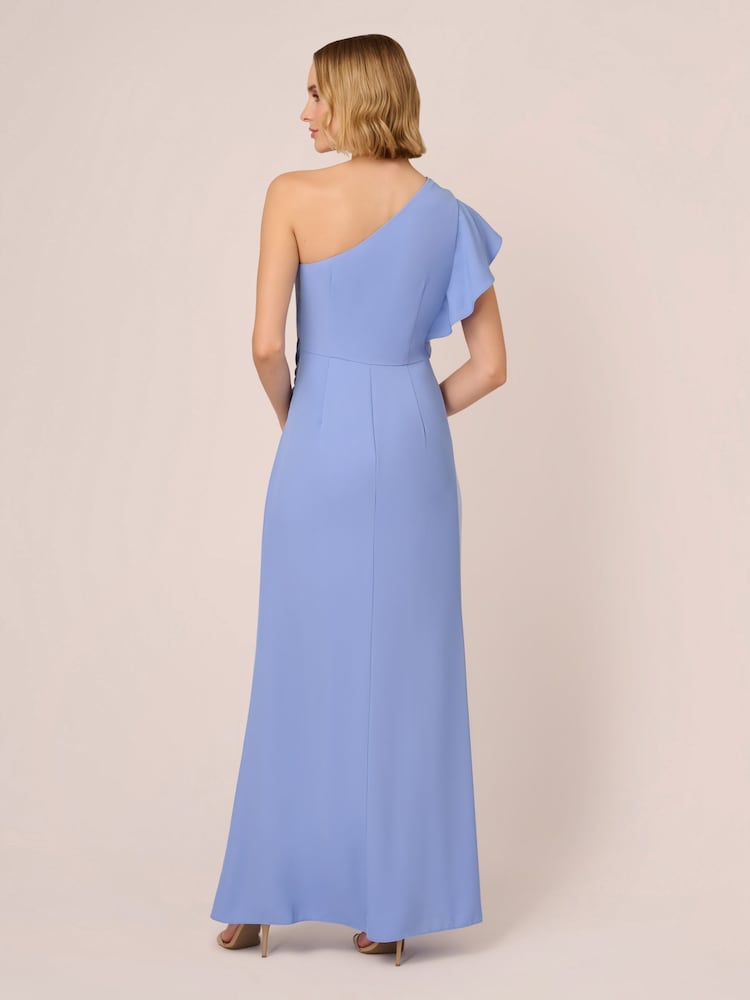 Adrianna Papell Blue One Shoulder Gown - Image 2 of 6