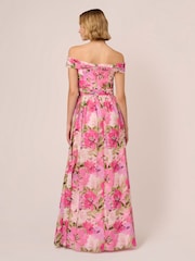 Adrianna Papell Pink Printed Off-Sholder Dress - Image 2 of 7
