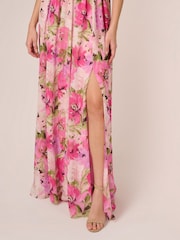 Adrianna Papell Pink Printed Off-Sholder Dress - Image 5 of 7