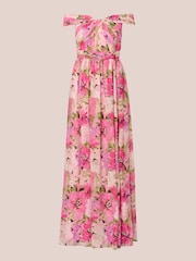 Adrianna Papell Pink Printed Off-Sholder Dress - Image 7 of 7