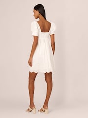 Adrianna Papell 100% Cotton Eyelet Short White Dress - Image 3 of 8