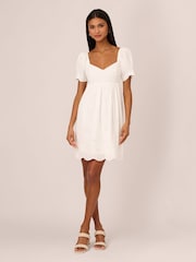 Adrianna Papell 100% Cotton Eyelet Short White Dress - Image 6 of 8