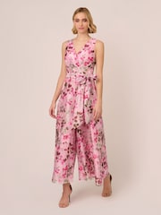 Adrianna Papell Pink Printed Jumpsuit - Image 1 of 7