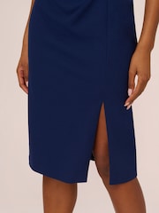 Adrianna Papell Blue Knit Crepe Short Dress - Image 5 of 7