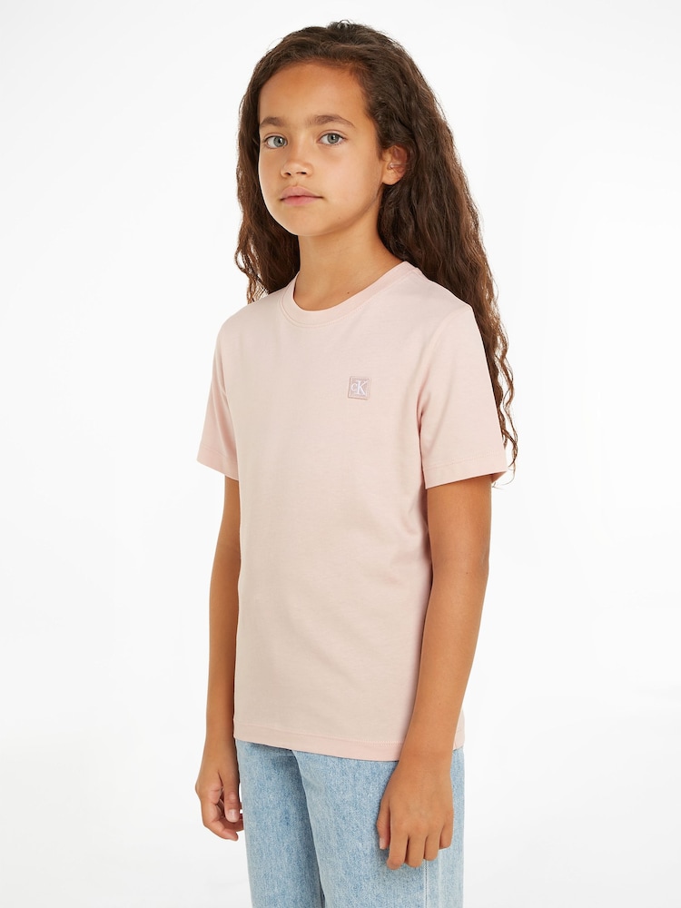 Calvin Klein Grey 100% Cotton Monogram Mini Badge T-Shirt - Image 1 of 5