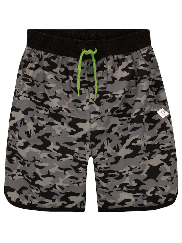 Harry Bear Black Camo Print Swim Shorts - Image 1 of 3