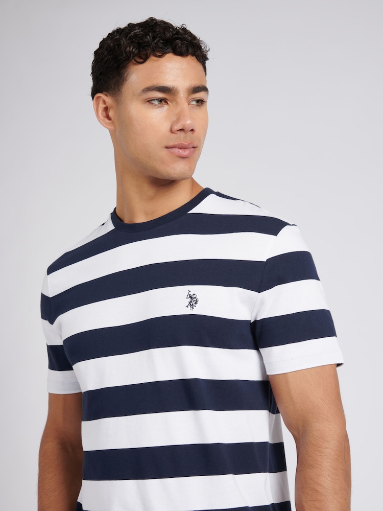 U.S. Polo Assn. Blue Regular Fit Mens Classic Stripe 100% Cotton T-Shirt - Image 3 of 8