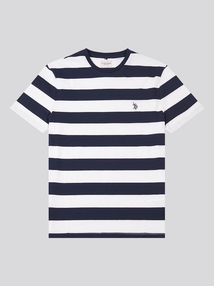 U.S. Polo Assn. Blue Regular Fit Mens Classic Stripe 100% Cotton T-Shirt - Image 5 of 8