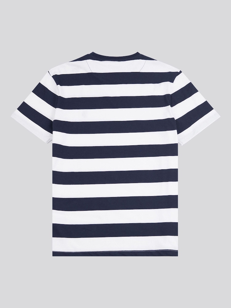 U.S. Polo Assn. Blue Regular Fit Mens Classic Stripe 100% Cotton T-Shirt - Image 6 of 8
