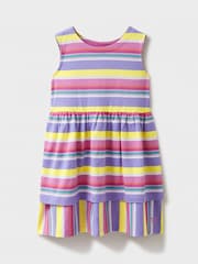 Crew Clothing Pink Jersey Stripe Spin 100% Cotton Dress - Image 1 of 3