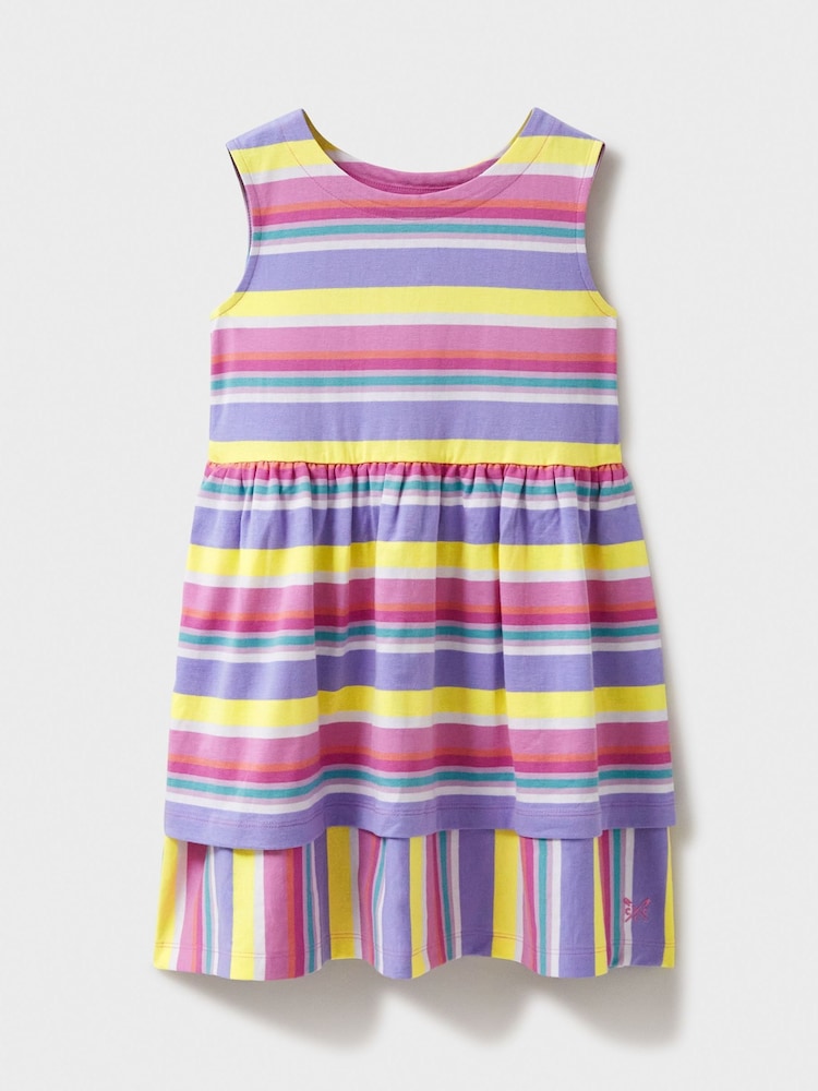 Crew Clothing Pink Jersey Stripe Spin 100% Cotton Dress - Image 1 of 3