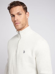 U.S. Polo Assn. Grey Mens Classic Fit Herringbone Quarter Zip Sweatshirt - Image 2 of 7