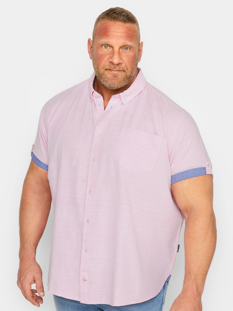 Розовый - BadRhino Big & Tall 100% Cotton Slub Shirt - Image 1 of 3