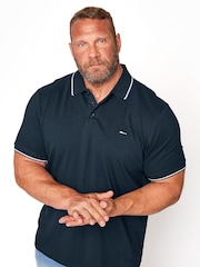 أزرق - حزمة من 3 قميص بولو رياضي بحافة ياقة قطن 100% من BadRhino Big & Tall - صورة 2 من 2