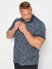 BadRhino Big & Tall Blue 100% Cotton Slub Polo Shirt - Image 1 of 3