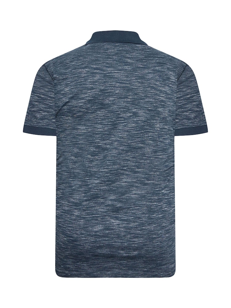 BadRhino Big & Tall Blue 100% Cotton Slub Polo Shirt - Image 3 of 3