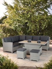 Kettler White Wash Palma Rattan Garden Corner Dining Lounge Set - Image 1 of 4