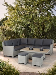 Kettler White Wash Palma Rattan Garden Corner Dining Lounge Set - Image 2 of 4