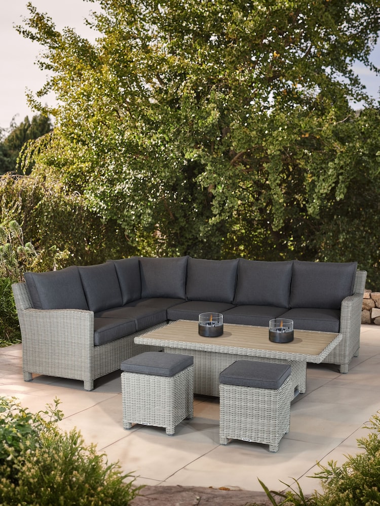Kettler White Wash Palma Rattan Garden Corner Dining Lounge Set - Image 2 of 4