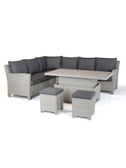 Kettler White Wash Palma Rattan Garden Corner Dining Lounge Set - Image 3 of 4