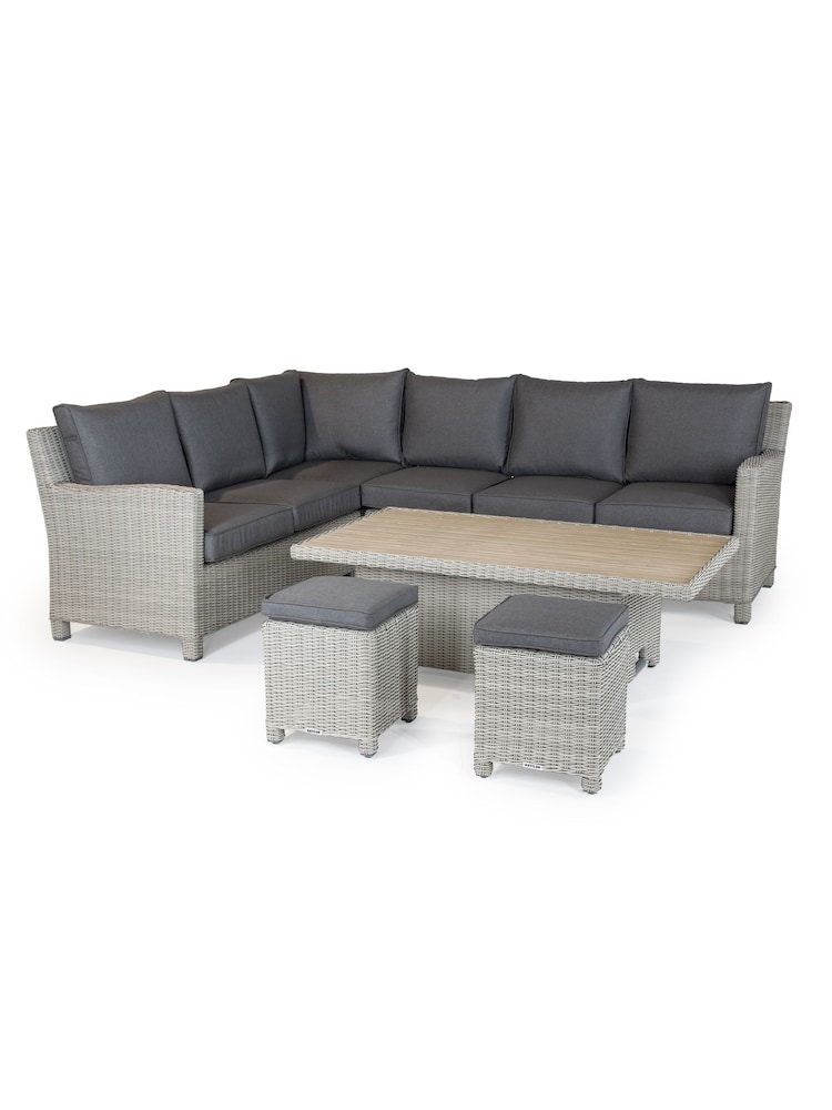 Kettler White Wash Palma Rattan Garden Corner Dining Lounge Set - Image 4 of 4