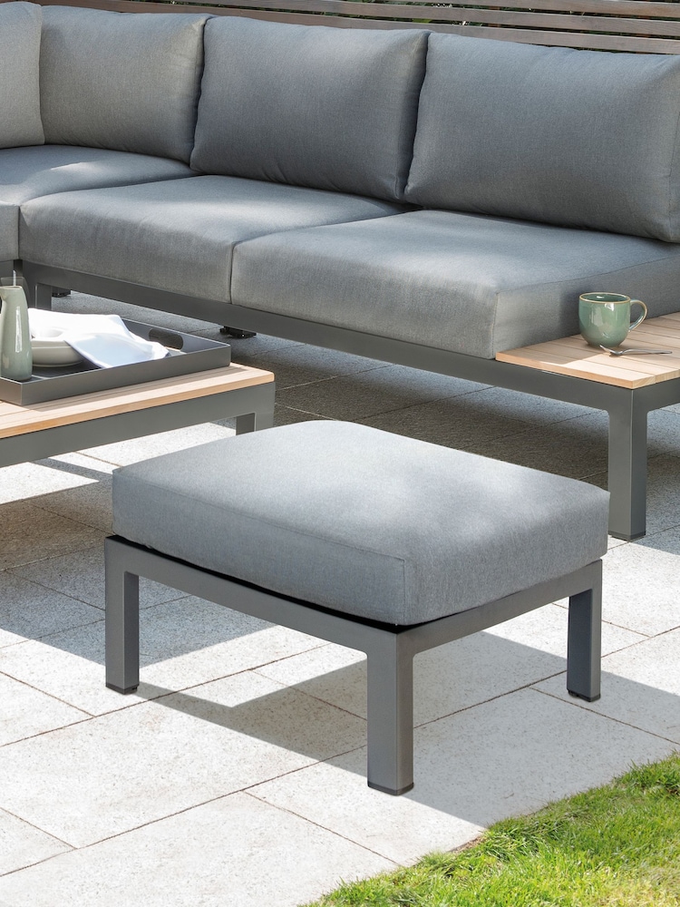 Kettler Slate Grey Elba Single Garden Footstool with Cushion - Image 1 of 2