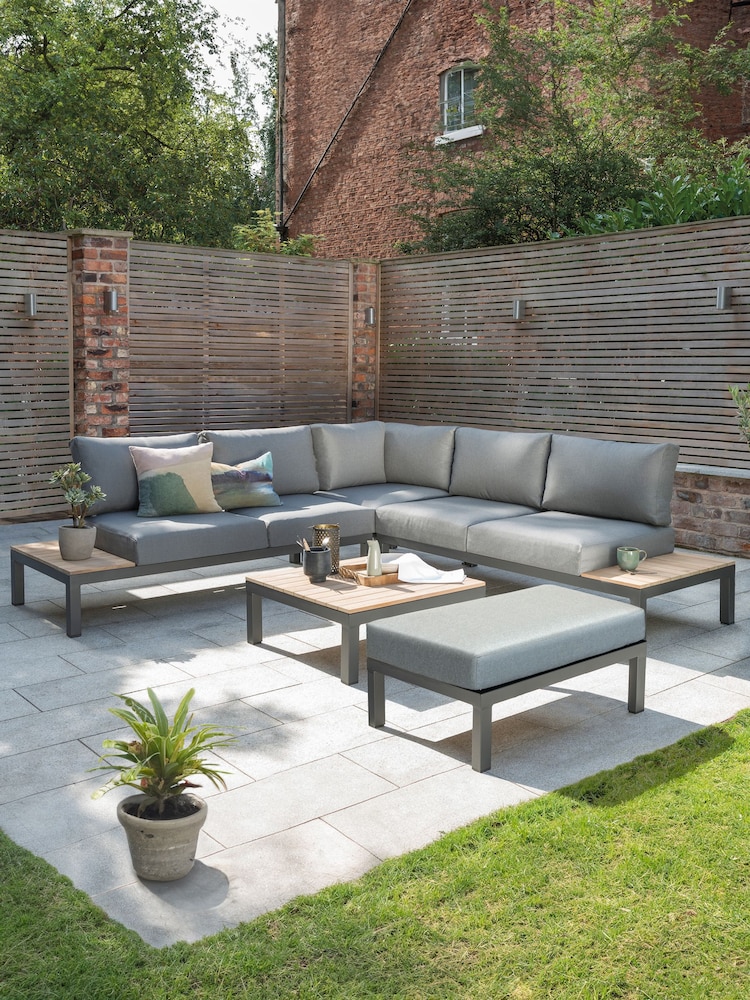 Kettler Slate Grey Elba Garden Double Footstool with Cushion - Image 2 of 3