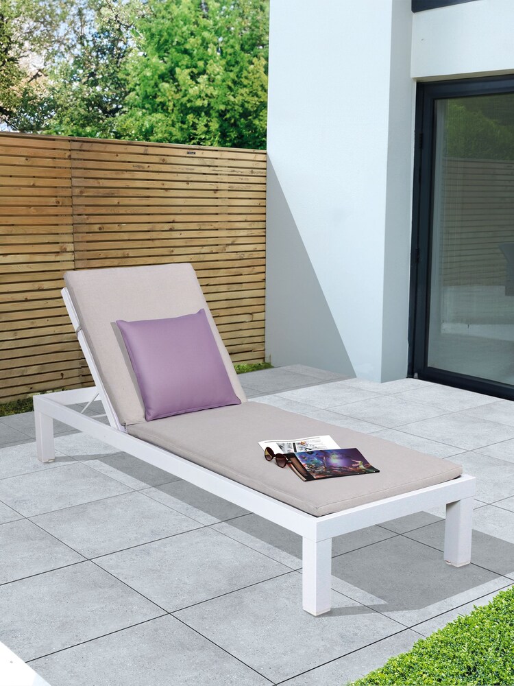 Kettler White Elba Garden Sun Lounger with Cushion - Image 1 of 2