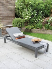 Kettler Slate Grey Elba Garden Sun Lounger with Cushion - Image 1 of 4