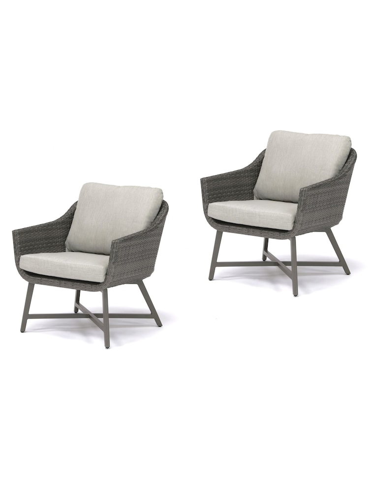 Kettler Grey Lamode Garden Lounge Armchair Pair with Cushions - Image 2 of 2
