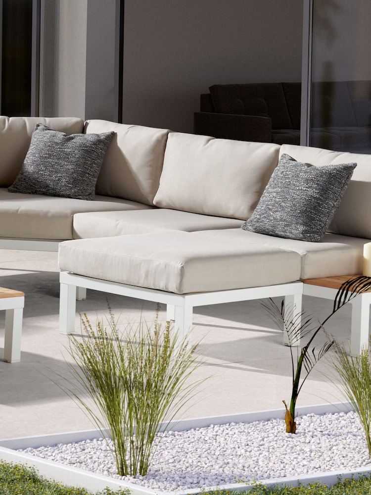 Kettler White Elba Single Garden Footstool with Cushion - Image 1 of 2