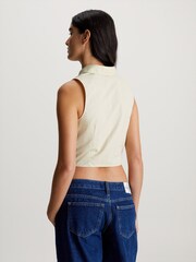 Calvin Klein Green 100% Cotton Label Sleeveless Shirt - Image 2 of 5