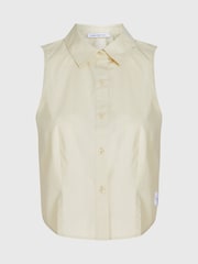 Calvin Klein Green 100% Cotton Label Sleeveless Shirt - Image 4 of 5