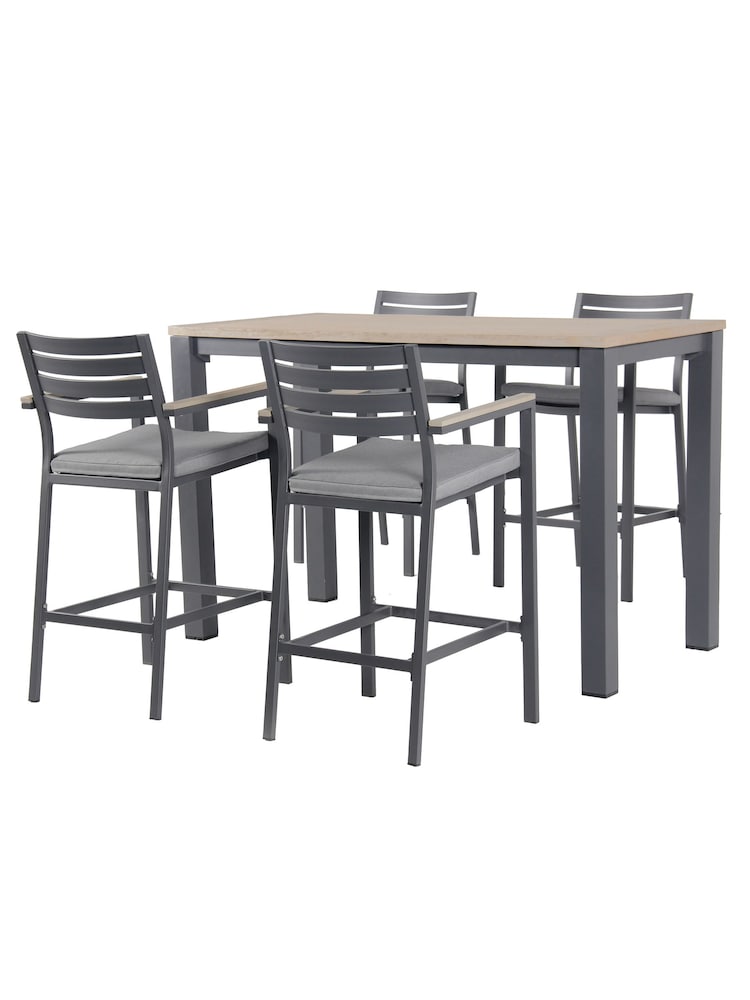 Kettler Slate Grey Elba Garden 4 Seater High Dining Set - Image 2 of 4