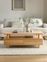 Natural Noa Oak Effect Tube Leg Coffee Table - Image 1 of 8