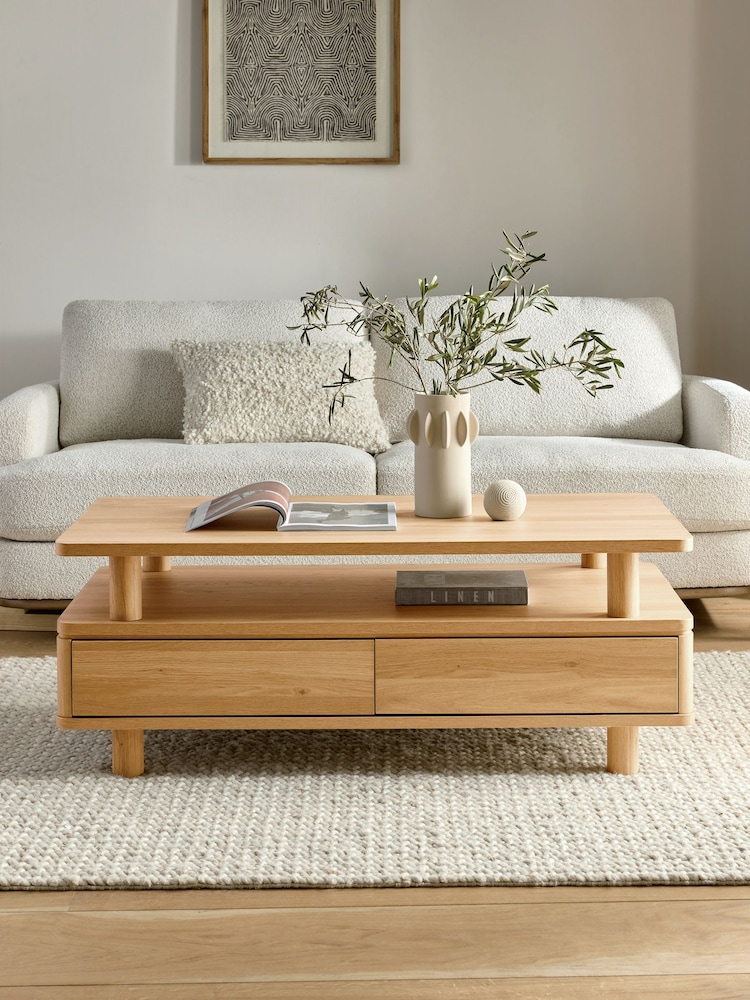Natural Noa Oak Effect Tube Leg Coffee Table - Image 1 of 8