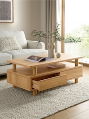 Natural Noa Oak Effect Tube Leg Coffee Table - Image 3 of 8