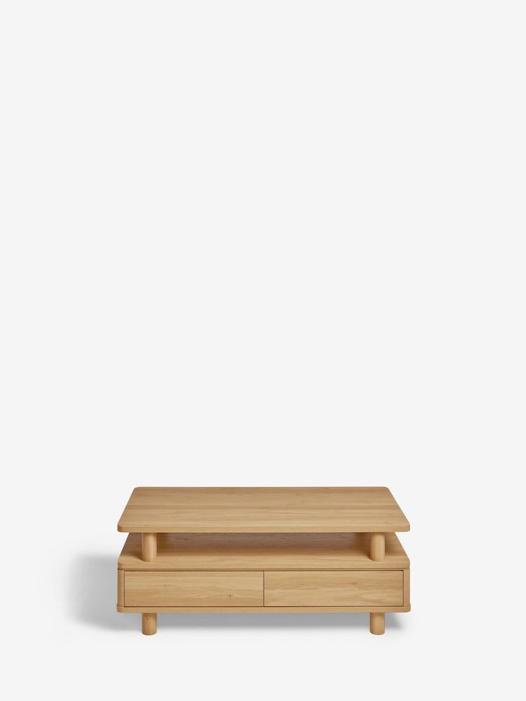 Natural Noa Oak Effect Tube Leg Coffee Table - Image 8 of 8