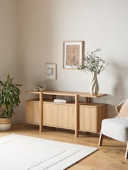 Natural Noa Oak Effect Tube Leg Large Sideboard - Image 1 of 8