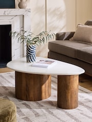 Dark Marble Pebble Soild Mango Wood Coffee Table - Image 1 of 6